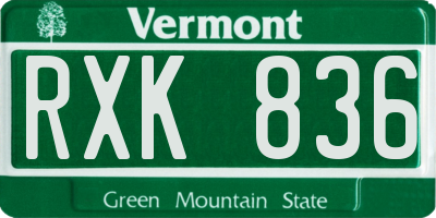 VT license plate RXK836