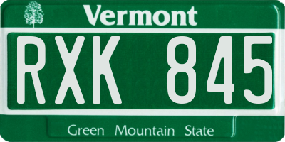 VT license plate RXK845