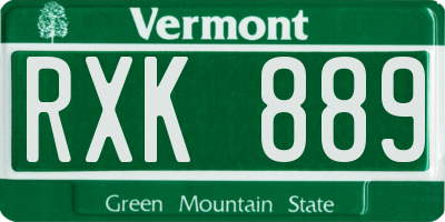 VT license plate RXK889