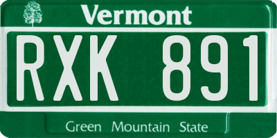 VT license plate RXK891