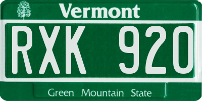 VT license plate RXK920
