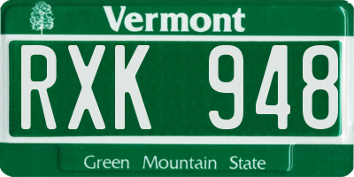 VT license plate RXK948