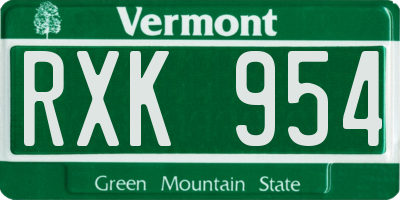 VT license plate RXK954