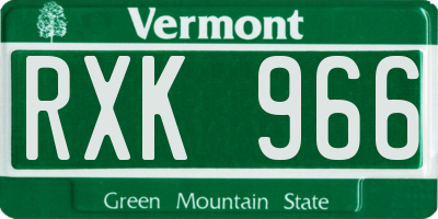 VT license plate RXK966