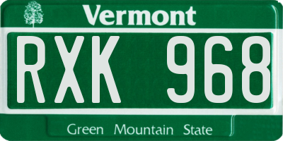 VT license plate RXK968