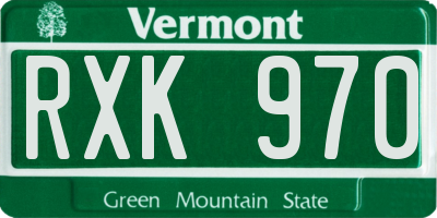 VT license plate RXK970