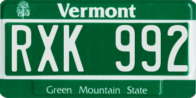 VT license plate RXK992