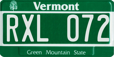 VT license plate RXL072