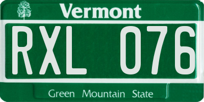 VT license plate RXL076