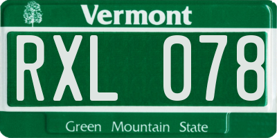 VT license plate RXL078