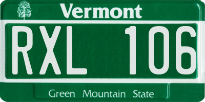 VT license plate RXL106