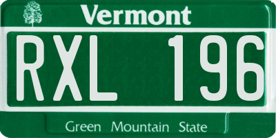 VT license plate RXL196