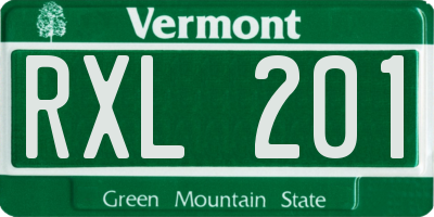 VT license plate RXL201
