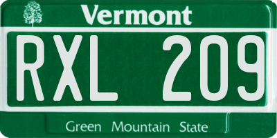 VT license plate RXL209
