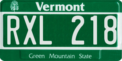 VT license plate RXL218