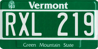 VT license plate RXL219