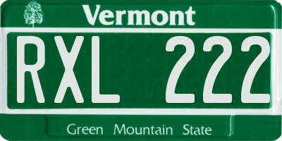 VT license plate RXL222