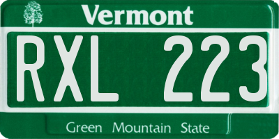 VT license plate RXL223