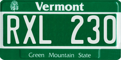VT license plate RXL230
