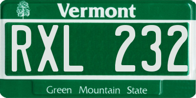 VT license plate RXL232