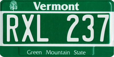 VT license plate RXL237