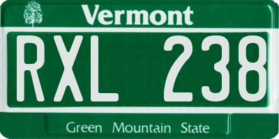 VT license plate RXL238
