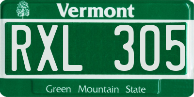VT license plate RXL305