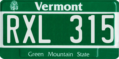 VT license plate RXL315