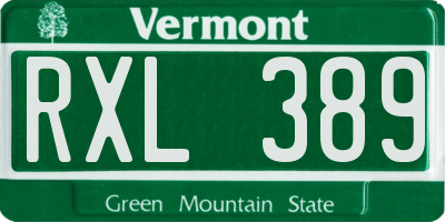 VT license plate RXL389