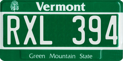 VT license plate RXL394