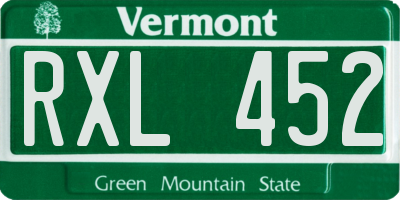 VT license plate RXL452