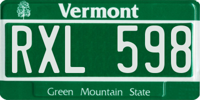 VT license plate RXL598