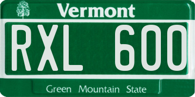 VT license plate RXL600