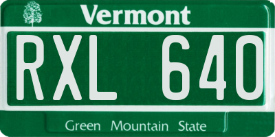 VT license plate RXL640