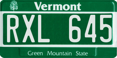 VT license plate RXL645