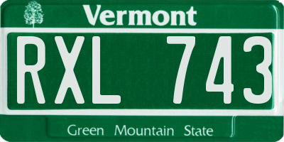 VT license plate RXL743