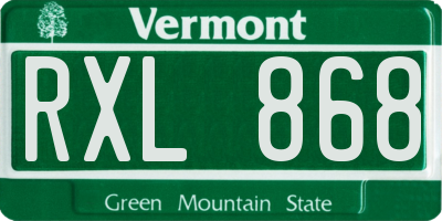 VT license plate RXL868