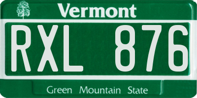 VT license plate RXL876