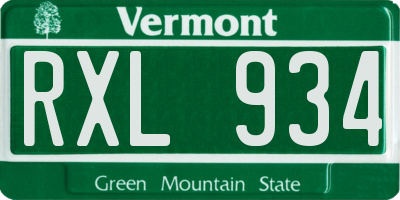 VT license plate RXL934