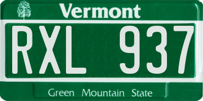 VT license plate RXL937