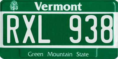 VT license plate RXL938