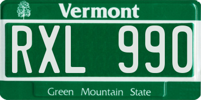 VT license plate RXL990