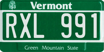 VT license plate RXL991