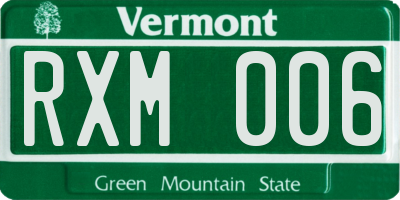 VT license plate RXM006