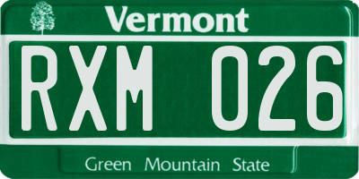 VT license plate RXM026