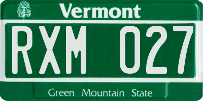 VT license plate RXM027
