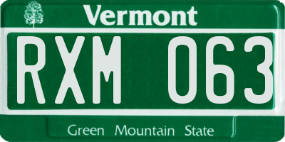 VT license plate RXM063