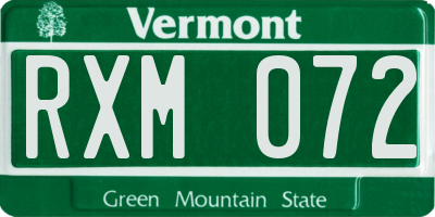 VT license plate RXM072