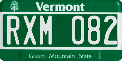 VT license plate RXM082