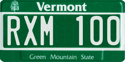 VT license plate RXM100